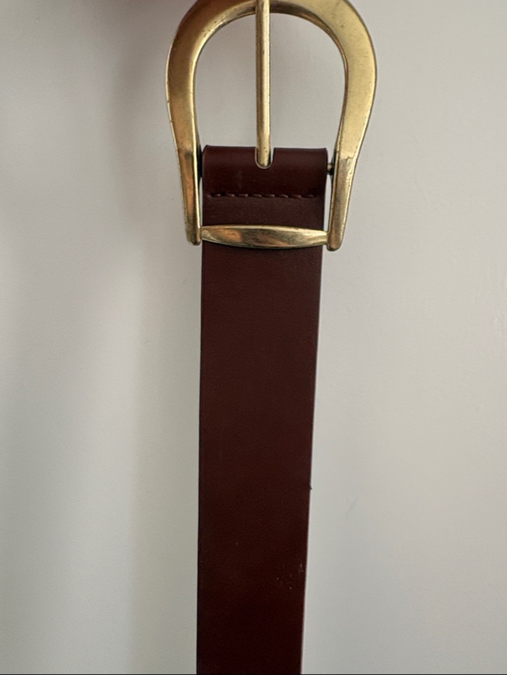 Classic Brown Leather Belt with Brass Buckle